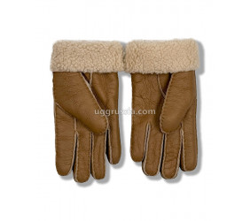 UGG Женские Кожаные Перчатки Коричневые