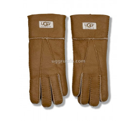 UGG Женские Кожаные Перчатки Коричневые