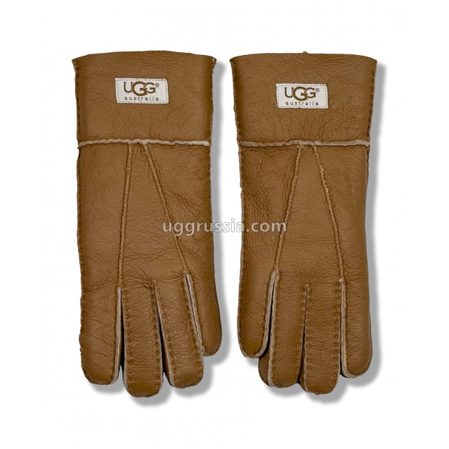 UGG Женские Кожаные Перчатки Коричневые
