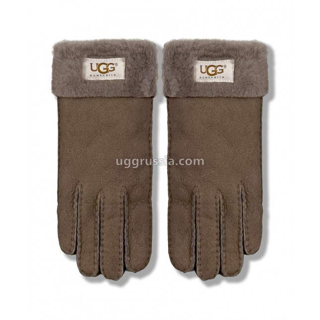 UGG Перчатки Замшевые Женские Коричневые