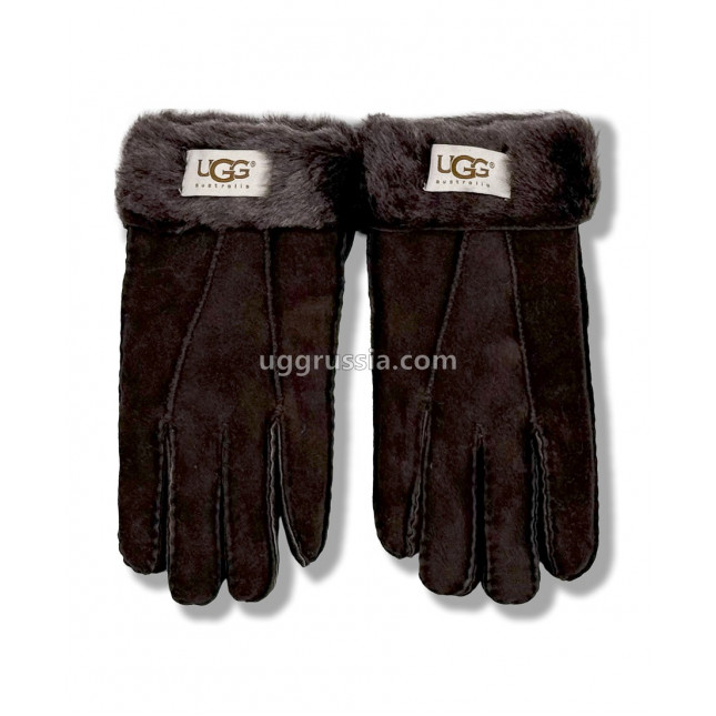 UGG Перчатки Замшевые Женские Коричневые