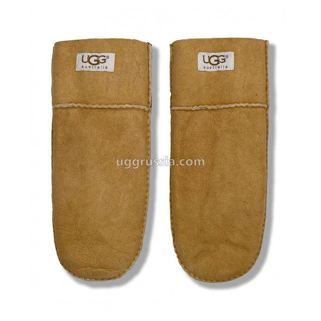 UGG Варежки Кожаные Женские Коричневые
