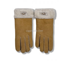 UGG Перчатки Замшевые Женские Коричневые