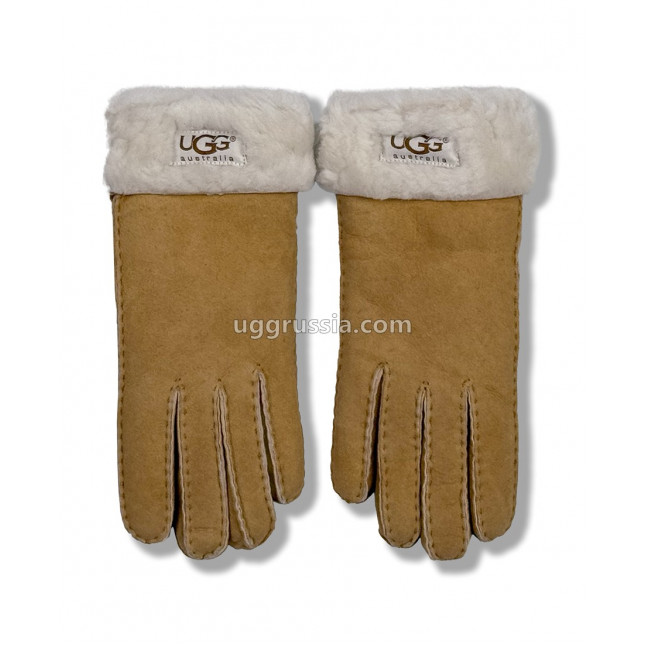 UGG Перчатки Замшевые Женские Коричневые