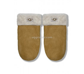 UGG Варежки Замшевые Женские Коричневые