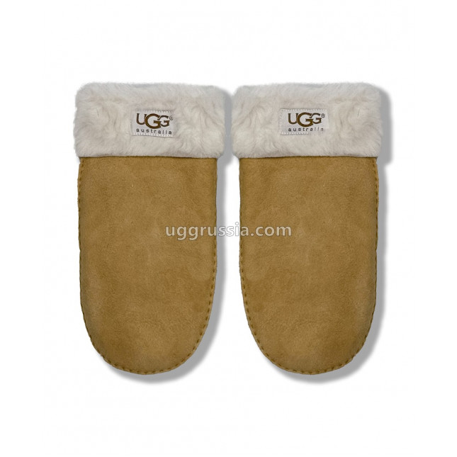 UGG Варежки Замшевые Женские Коричневые