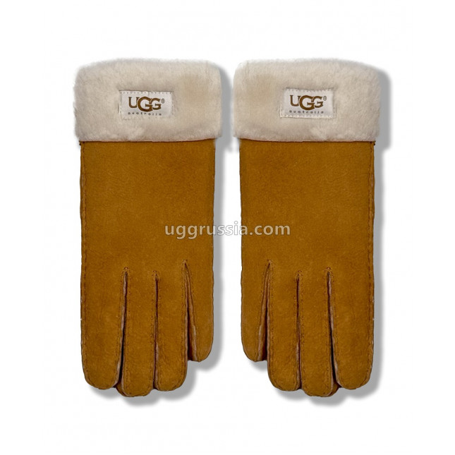 UGG Перчатки Замшевые Женские Коричневые