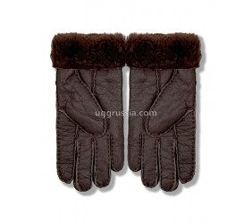 UGG Перчатки Кожаные Мужские Коричневые