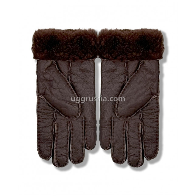 UGG Перчатки Кожаные Мужские Коричневые