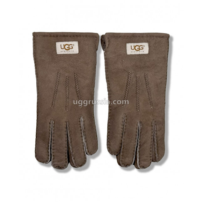 UGG Перчатки Кожаные Мужские Коричневые