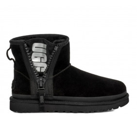 UGG Classic Mini Zipper Tape Logo Boot Black