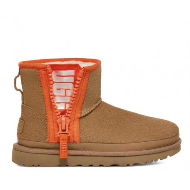UGG Classic Mini Zipper Tape Logo Boot Chestnut