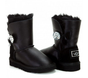 UGG Kids Bailey Button Bling Metallic Black