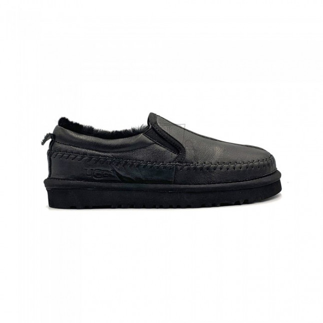 UGG Stitch Slip Leather Black